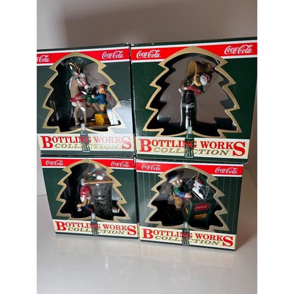 Coca-Cola Bottling Works Collection Ornaments Lot of 4 Christmas 1990s - Picture 1 of 9